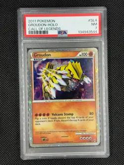 2011 POKEMON CALL OF LEGENDS #SL4 GROUDON-HOLO PSA 7 - Image 1