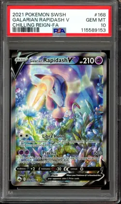 PSA 10 Galarian Rapidash V Alt Art 168/198 Chilling Reign Pokemon 2021 - Image 1