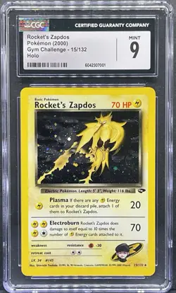 CGC 9 MINT Rocket's Zapdos 2000 Gym Challenge 15/132 Holo Pokemon Card - Image 1