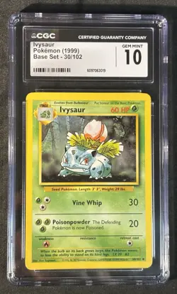 Pokemon TCG Ivysaur 30/102 Base Set Vintage 1999 WOTC CGC Gem Mint 10 - Image 1