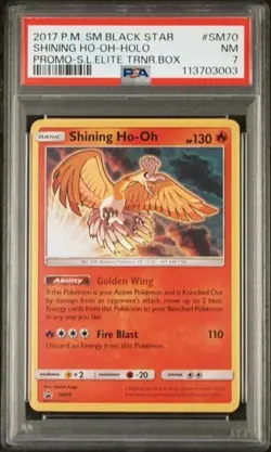 2017 POKEMON SM BLACK STAR PROMO #SM70 SHINING HO-OH-HOLO PROMO-S.L.ELITE PSA 7 - Image 1
