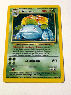 Pokemon TCG Venusaur Base Set Holo Unlimited Rare Card 15/102 LP Condition - Image 1
