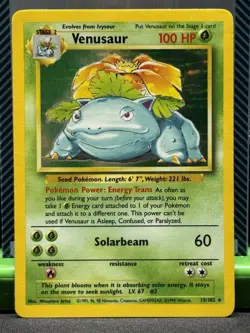 Pokemon TCG Venusaur Base Set Holo Unlimited Rare Card 15/102 LP Condition - Image 1
