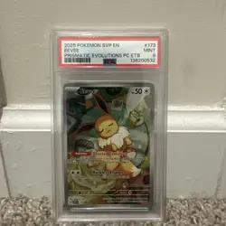 2025 POKEMON SVP PRISMATIC EVOLUTIONS POKEMON CENTER ETB PROMO #173 EEVEE PSA 9 - Image 1
