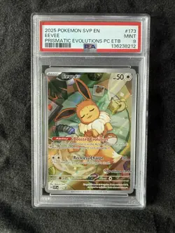 2025 POKEMON PRISMATIC EVOLUTIONS POKEMON CENTER ETB PROMO SVP #173 EEVEE PSA 9 - Image 1