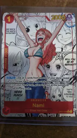 One Piece TCG Nami Manga Alternate Art OP01-016 NM ENGLISH RAW - Image 1