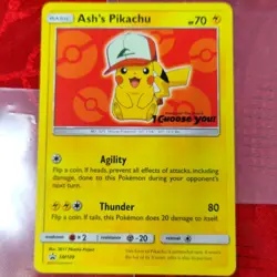 ASH'S PIKACHU - SM109 Pokemon TCG - Special Promo Card - Red - Image 1
