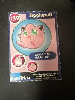 Jigglypuff Burger King Poke Trivia Pokemon Card - Image 1
