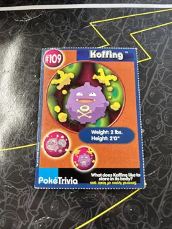 Koffing PokeTrivia 109 Pokemon Card Mewtwo Strikes Back Movie - Image 1