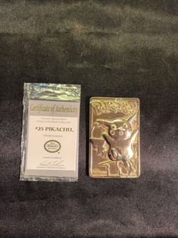 Pokemon 1999 23k Gold Plated Trading Card - #25 Pikachu, COA, Burger King Promo - Image 1