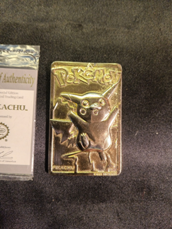 Pokemon 1999 23k Gold Plated Trading Card - #25 Pikachu, COA, Burger King Promo - Image 2