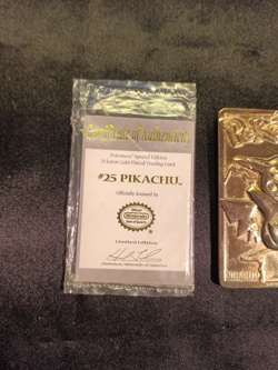 Pokemon 1999 23k Gold Plated Trading Card - #25 Pikachu, COA, Burger King Promo - Image 3
