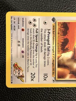 Pokemon Card Blaine's Tauros 64/132 Gym Heroes - NM 1st Edition - Image 3