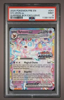 2025 POKEMON PRISMATIC ECLIPSE #041 SYLVEON EX PSA 9 MINT STAMPED PROMO - Image 1