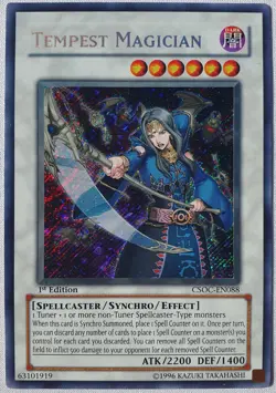 Yugioh 1x Tempest Magician CSOC-EN088 Secret Rare 1st Edition Near Mint - Image 1