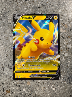 Pokemon TCG Cards Pikachu V SWSH061 Black Star Promo Holo NM-M (Standard Size) - Image 1