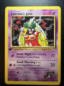 Pokemon Card Sabrina's Jynx Gym Heroes 1st Edition Uncommon 59/132 Near Mint - Image 1