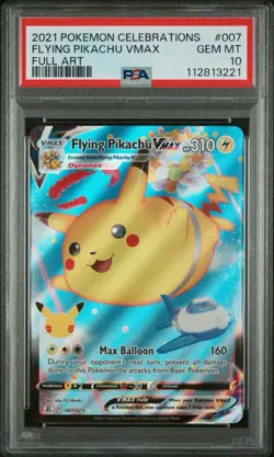 Pokemon Card PSA 10 Flying Pikachu VMAX 007/025 Celebrations Full Art 2021 - Image 1