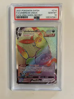 Pokemon Umbreon VMAX Rainbow Secret Rare #221 Evolving Skies 2021 PSA 10 - Image 1