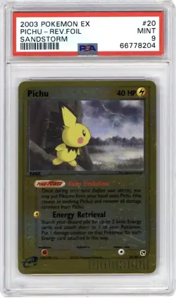 Pokemon Pichu #20/100 Reverse Holo Rare - 2003 EX Sandstorm Set - PSA 9 (MINT)! - Image 1
