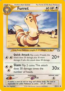 Furret 35/111 Uncommon Neo Genesis Pokemon LP - Image 1