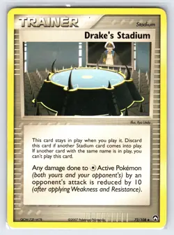 Drake's Stadium 72/108 EX Power Keepers Pokemon Card Uncommon Trainer - Lp - Image 1