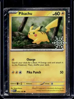 2023 Pokemon SV 151 Pikachu Snowflake Stamp Cosmos Holo #025/165 - Image 1