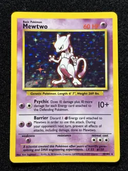 Pokemon TCG Mewtwo 1999 Base Set #10/102 Unlimited Rare Holo Card Pokemon #10 - Image 1