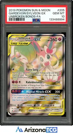 Pokemon 2019 Gardevoir & Sylveon GX 205/214 Alt Art Unbroken Bonds GEM MT PSA 10 - Image 1