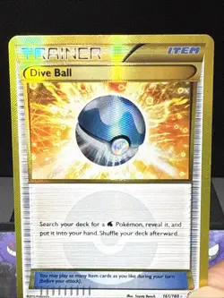 Pokemon Card Dive Ball 161/160 XY Primal Clash Secret Rare Gold Light Play - Image 2