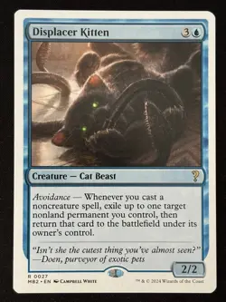 1x MTG Displacer Kitten (White Border) - Mystery Booster 2 (MB2) #27 - Magic - Image 1