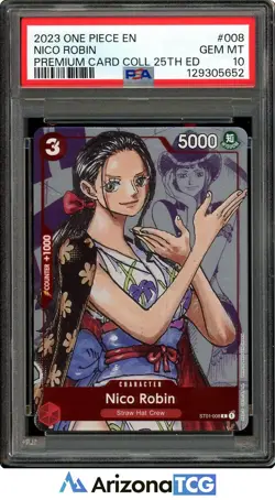 One Piece 2023 Nico Robin 008 Premium Card Collection 25th Ed GEM MT PSA 10 - Image 1