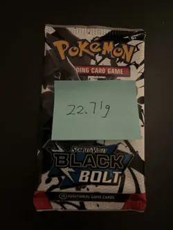 Heavy 22.71g Pokemon TCG SV 10.5 Black Bolt Booster Pack Sealed! - Image 3