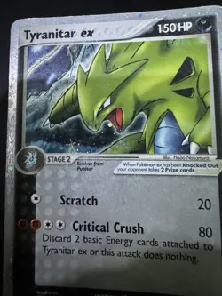 Pokemon TCG Tyranitar EX 17/17 Pop Series 1 Ultra Rare Holo Card - DMG - League✨ - Image 2