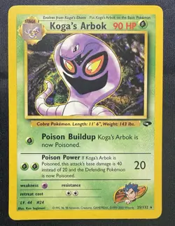 Pokemon TCG Koga's Arbok 25/132 Gym Challenge Unlimited Rare Vintage - Image 1