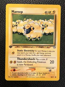 Mareep 1st Edition Neo Genesis 65/111 Vintage Pokemon - Image 1