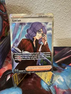 Pokemon TCG Lucian Trainer Full Art Ultra Rare Twilight Masquerade 208/167 - Image 1