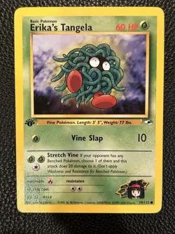Pokemon TCG Erika's Tangela 79/132 1st Edition Gym Heroes LP - Image 1