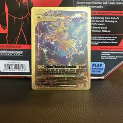 Pokemon Jolteon VMAX 300hp Gold Foil Fan Art Collector Card TCG - Image 1