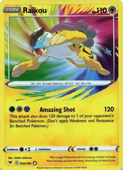 Pokemon TCG Raikou Vivid Voltage Holo Card 50/185 Mint Condition - Image 1