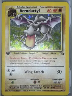 Pokemon TCG Aerodactyl 1/62 Fossil 1st Edition Holo Rare 60 HP Wizards - Image 1