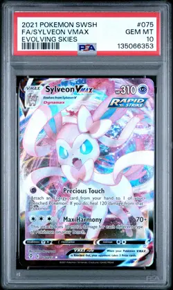 2021 POKEMON SWORD & SHIELD EVOLVING SKIES #075 FULL ART/SYLVEON VMAX PSA 10 - Image 1
