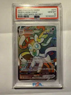 PSA 10 Sylveon VMax 211/203 Secret Rare Rainbow Full Art Evolving Skies Pokemon - Image 1