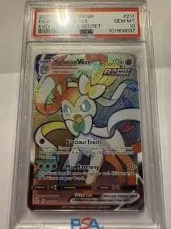 PSA 10 Sylveon VMax 211/203 Secret Rare Rainbow Full Art Evolving Skies Pokemon - Image 2