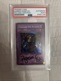 Yu-Gi-Oh! TCG Thousand-Eyes Restrict Mc1-en004 PSA Signed Darren Dunston - Image 1