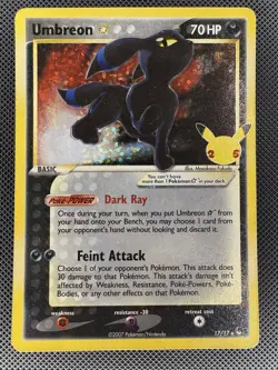 Umbreon Gold Star 17/17 Celebrations Classic Collection NM Pokemon Card - Image 1