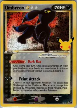 Umbreon Star 17/17 Celebrations: Classic Collection - Pokemon Card - NM - Image 1