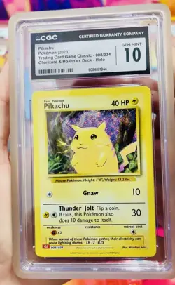 Pikachu 008/034 Trading Card Game Classic Holo Graded CGC Gem Mint 10 - Image 1