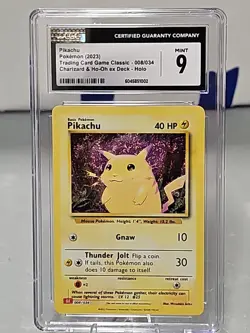 pokemon Pikachu 2023 008/034 Trading Card Game Classic Holo CGC 9 - Image 1