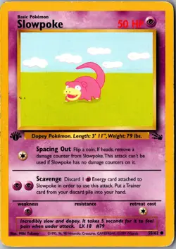 Slowpoke 55/62 1st Edition Common Fossil MP Pokemon Card - Image 1
